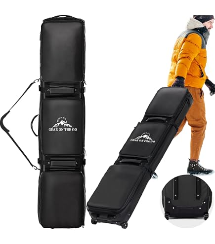 Sac De Transport Pour Snowboard/ski Avec Roulettes – Longueur Extensible Jusqu'à 175 Cm, 6 Poches, Imperméable