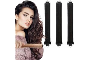 DREAKU 3 Stück Hitzefreie Lockenwickler, Heatless Curls Band Mit Haken, Overnight Blowout Locken Ohne Hitze für Alle Haartypen (Schwarz)