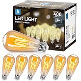 Aigostar ST64 Vintage Style Edison Bulb, LED E27 4W (Equivalent To 35W), Warm White LED Filament (2200K). Beam Angle 360&ordm;. No