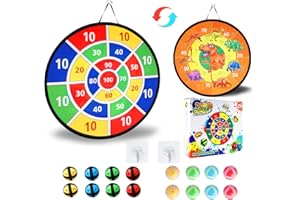 DAOUZL Jeu de Flechette Enfant, Sûr Enfants de Fléchettes avec 16 Balles, Cible de Fléchettes Velcro, Jeu de Fléchettes Double Face Pliable, Jeux de Fête, Cadeau pour garçons Filles,66cm