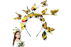 TTDCQQID Bandeau Papillon, Serre Tete Papillon Femme, Bandeau Papillon 3D, Couronne de Papillon, Accessoire De Tête Papillon Pour Fête, Serre Tete Fille, pour Carnaval,Cosplay,Mariage (Jaune)