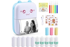 TAVADA Imprimante Photo Portable,Mini imprimante Portable,Imprimante de Poche,Imprimante Etiquette Autocollante pour Notes D'étude,D'étiquettes,Photos Compatible iOS/Android