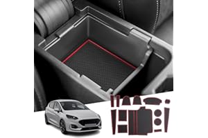 WEIPIN Tappetini gomma antiscivolo compatibili per Fo-rd Fies-ta MK8 / Pum-a ST Line 2017-2023 2024, tappetini antipolvere per Console Centrale, Cuciture Porte, Pum-a 2020+ Accessori（Rosso）