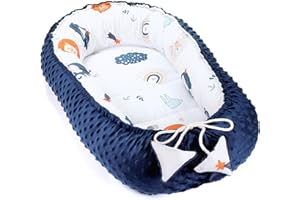 TOTSY BABY Ciepły kokon niemowlęcy 90x50 cm - przytulankowy kokon niemowlęcy kokon zima/jesień kokon babynest tęczowy granatowy