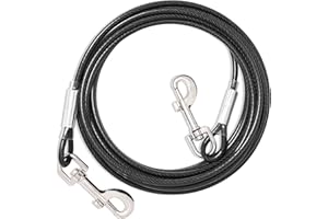 FENGCO Tie Out Leinen Für Hunde,3/6/9/15m,Tie Out Cables Für Hunde Hofleine,Hofleine Für mittlere bis große (Schwarz,6m)