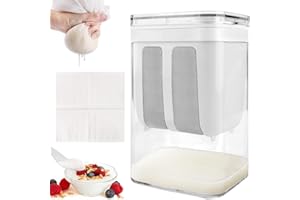 BYZESTY Joghurtsieb Selbstgemachter Griechischer Joghurtfilter Joghurt-Molke-Trenner Joghurtbereiter Joghurt-Frischkäsebereiter Joghurtmaschine mit Netzsiebe, Filtertuch