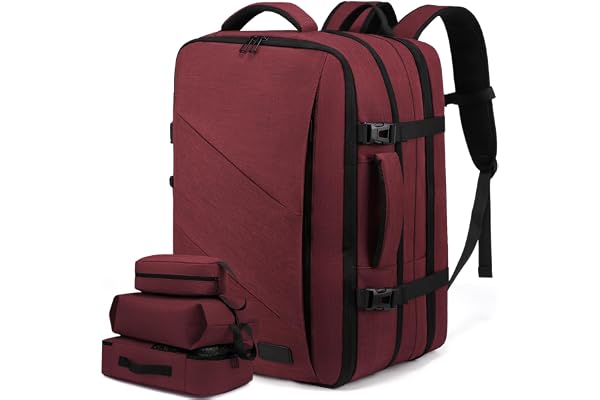 LOVEVOOK Sac à Dos Voyage Sac A Dos Cabine Avion 40L Grand Sac à Dos Bagage à Main Antivol Sac Ordinateur Portable 17,3 Pouces Imperméable Sac Ados Homme Femme (1-rouge, 15.6 Pouces)