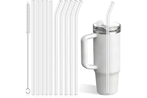 10-pack 30 cm ersättningssugrör för 30 ml Stanley Cup, PROOCI extra långa återanvändbara sugrör med rengöringsborste, klart p