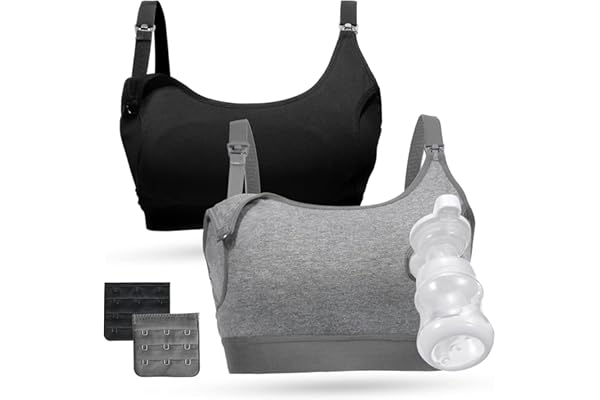 momcozy Soutien Gorge Allaitement de Pompage Mains Libres, Brassière Allaitement Réglable pour Tire-Lait, Soutien-Gorge Confortable 2 en 1