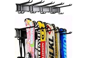 Ultrawall 24-Inch Wall Mounted Ski Rack, Holds Up to 300lbs, Powder-Coated Steel with Rubber Coating, Customizable Spacing, Easy Installation