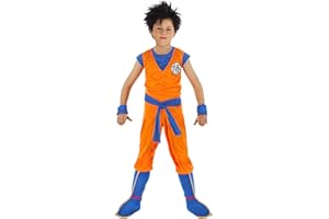 Chaks - Costume Goku Saiyan, Dragon Ball, set da 7 pezzi per bambini, outfit per carnevale, Halloween e appassionati di anime