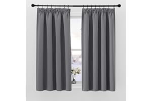 PONY DANCE Cortinas Termicas Aislantes Frio Dormitorio Cortas Cortinas Opacas 2 Piezas Blackout Habitacion para Riel, 140x145 CM, Gris