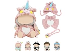 ePicsoa Bekleidung für 17cm L-a-bu Plüsch, Kuscheltier Kleidung Outfit nur Bekleidungs zubehör, Niedliche Mini Plüsch Pullover Hoodie Bekleidung DIY Kinder Geschenke (Schweine)