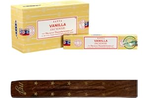 M & J Original Satya Nag Champa Vanilla Incense Sticks | with M&J incense sticks holder | Full Box | for Aromatherapy, Spa, Yoga, Weddings, Meditation, Healing, Positivity and Relaxation