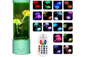 Soarling Lampe méduse, Lampe Meduse avec 17 couleurs RVB Changeantes et 4 Modes de couleurs, Relaxante Lampe lampe meduse lumineuse aquarium avec Télécommande pour Noël Salon,Bureau, Vert