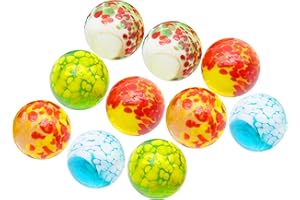 NEEZ Marbles - Glass Marbles, Large Assorted Cat's Eye Marbles, Balls for Indoor and Outdoor Marble Run, Rush, Toys, Games- Coloured Marbles for Kids in a Bag (10 PCS Dotted)