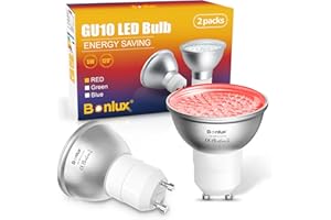 Bonlux GU10 Red LED Spotlight Bulbs 5W AC 220-240V 120° Beam Angle MR16 GU10 Base Red Coloured Spot Light Bulb for Wall Washer Lamps, Landscape Lighting, Decorative Lighting, Mood Lighting, 2-Pack