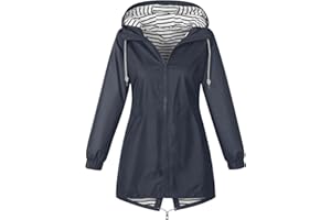 CSYX Regenjacke Damen Wasserdicht Jacke Regenmantel Leichte Regenjacken Faltbar Dünne Windbreaker Wanderjacke Blouson Jacken Outdoorjacke Übergangsjacke mit Kapuze Softshelljacke Regenponcho Regen Mäntel