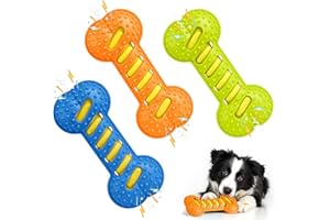 Qianyou 3 Piezas Juguetes para Perros, Juguete Perro Indestructible, Kong & Resistentes, Interactivo Chirriante Huesos para Perros, Pasta Dientes Perro, Juguetes para Perros Pequeño y Mediano