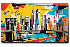 Giallobus - Quadro - 69 - Brooklyn Bridge 01 - Tela Canvas Telaio Standard - 140x80 - Pronto da Appendere - Quadri Moderni per la casa