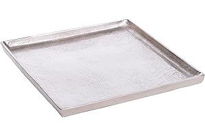 Brandsseller Vassoio decorativo, ca. 25 x 25 cm, quadrato, in alluminio, decorativo, colore: argento
