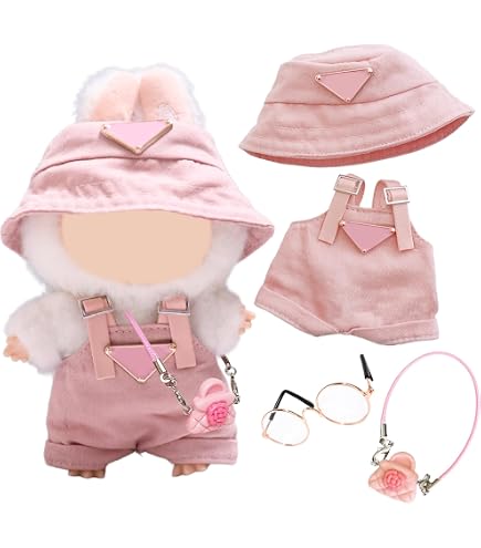 Set Vestiti Per Bambola Labubu 17 Cm - 4 Pezzi Moda Rosa Dolce - Cappello, Top, Pantaloni E Accessori - Senza Bambola