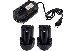 2X BL1013 för Makita 10,8V Batteri Litium-jon + Laddare DC10WA Kompatibel med Makita BL1013 BL1014 DF030D DF330D LCT203W TD09