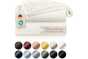 Blumtal Kuscheldecke flauschig - Oeko-TEX zertifizierte Fleecedecke 150x200 cm - Wohndecke 150x200 cm - Decke als Couch Wohn- & Kuscheldecke - Decke für Couch/Fleecedecken Creme