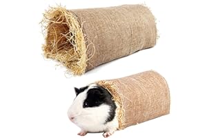 AUSYIWI Tunnel für Hamster, Heutunnel für Hamster, Ø 20 cm/32 cm – Unterschlupf für Kleintiere – Zubehör – Naturbraun Standard – 35 g/50 g