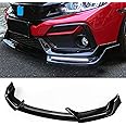 NTING Front Bumper Lip Compatible with Honda Civic 10th Gen Si Hatchback 2017-2021 Air Dam Front Lip Spoiler Splitter Chin Diffuser Protector Body Kit, Glossy Black w/Turn Signal Light