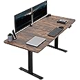 VIVO Electric Height Adjustable 180cm x 76cm Memory Stand Up Desk, Rustic Vintage Brown Table Top, Black Frame, Standing Workstation with Preset Controller, 1B Series, DESK-KIT-1B7N