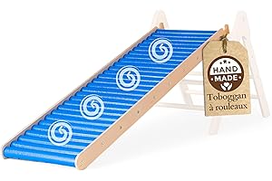 WoodsCraft Montessori Toboggan Interieur Enfant pour Triangle Escalade Enfant, Échelle à Grimper | Glissière à Rouleaux pour Expérience Sensorielle Étonnante | Toboggan Enfant & Bebe | Tobogan Grand