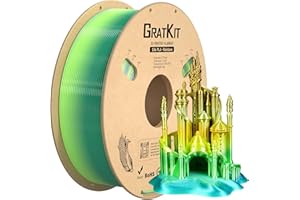 Gratkit Silk Rainbow PLA Filament 1.75mm, Color Change 3D Printer Filament, Dimensional Accuracy +/- 0.03mm, Multicolor 3D Printing Filament Rainbow Forest…