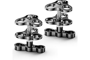 STARBEA Seafrogs Support de serrage à boule en aluminium de 2,5 cm, noir standard sous-marin, adaptateur à clip à 360 degrés pour système de plateau de bras d'éclairage sous-marin et caméra de plongée
