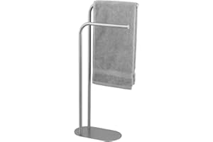 Wenko Portasciugamani MOD. Levante autoportante Design Moderno in Acciaio Inox salvaspazio Metallo Satinato per Bagno 30 x 79 x 17 cm Argento Opaco