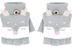 JINTN Guanti a mezze dita per bambini con Flip Top, guanti a maglia a cinque dita, guanti invernali da ciclismo, 3-10 anni