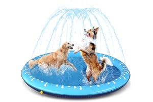 Nobleza Piscine pour Chiens, D100cm/39in, 0.55cm Épaississant Tapis de Jeu d'eau pour Chiens avec Éclaboussures et Antidérapant, Jouet de Jardin Portable Durable