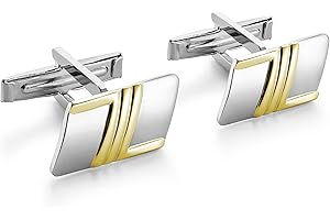 STERLL Uomo Gemelli Cufflinks Argento 925 Strisce Dorate Custodia per Gioielli Piccoli Regali gli Uomini