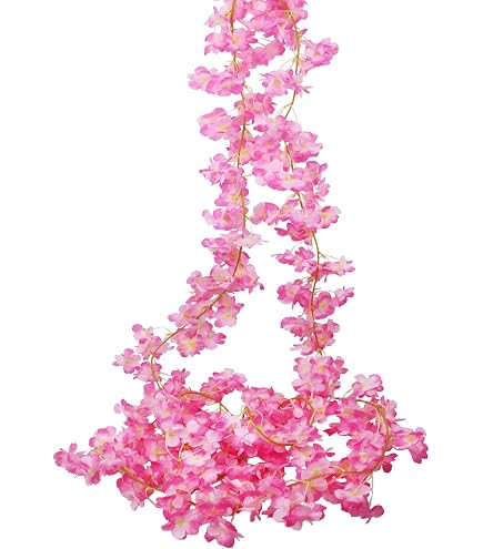 Ghirlanda Di Fiori Di Ciliegio Artificiali Blu - 2 Pezzi Da 2,4 Mt - Decorazione Primaverile Per Matrimoni E Pareti