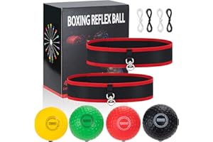 QH-SHOP Reflex Boxen Ball, Boxing Training Ball mit 4 Bälle und 2 Stirnbänder Ideal für das Training von Reaktion, Agilität und Auge-Hand-Koordination