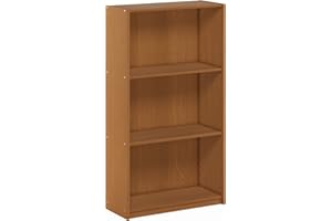 Furinno Basic 3-Tier Bookcase Storage Shelves, Light Cherry