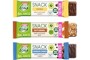 Enervit, Enerzona Protein Snack 40-30-30 Variety Pack 10pz Caramello + 10pz Crunchy Choco+ 10pz Cookies, Barrette Proteiche per Dieta a Zona con Proteine del Latte e Fibre, Senza Olio di Palma