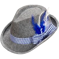 Bayerischer Fedora Filzhut – Schwarz, Mit Spitze & Feder, Für Tracht, Oktoberfest & Mottoparty