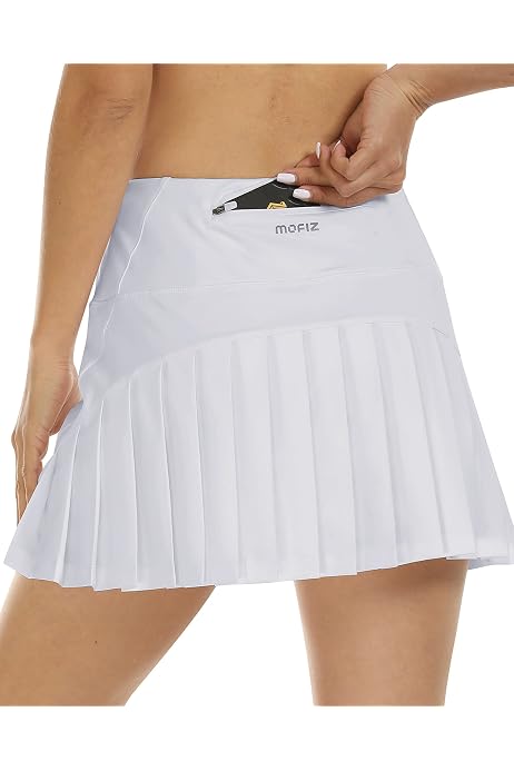 Jupe De Tennis MoFiz Pour Femme - Skort Athlétique Avec Short Intégré - Taille Haute, 3 Poches - Pour Golf, Course