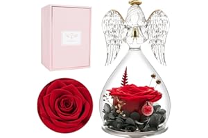 Miofula Rose Eternelle Cadeau Femme, Fleur Eternelle Cadeau Anniversaire Femme Mariage, Rose Éternelle Guardian Ange Figurine Cadeaux Maman Mamie Belle Mere, Cadeaux Noel Saint Valentin Fete des Meres