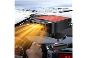 Chuankefanxing 12V 200W Car Heater, Windshield Defogger and Defroster, Portable Car Heater with Cigaretter Plug, 2 in 1 Fast Heating Fan Car Heater with 360 ° Rotating Suction Holder for Car