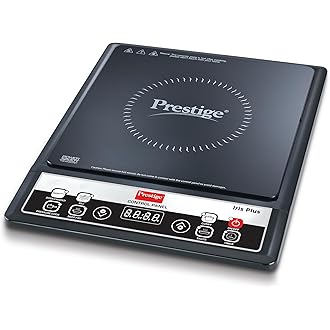 Prestige Iris Plus 1600 Watts Induction Cooktop | 4KV Surge Protection | 6 Preset Indian Menu Options & Timer | Soft Touch Button | Easy to Clean | Po