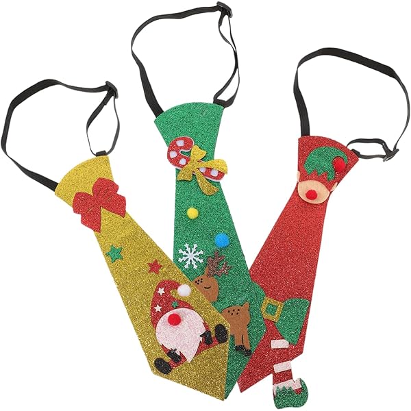 6 Cravatte Natalizie In Tessuto - Decorazioni Uomo E Bambini Per Feste - Foto 4