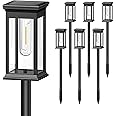 6 Pack Solar Pathway Lights Outdoor, Rectangle Design Bright Solar Rechargeable Outdoor Lights IP65 Waterproof Auto On/Off, Landscape LED Lights for Walkway Patio Garden Driveway