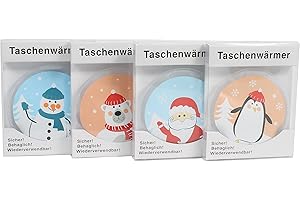 Osma Werm GmbH 4 Winter-Handwärmer wiederverwendbar mit Metallplättchen Taschenwärmer für warme Hände Kinder und Erwachsene